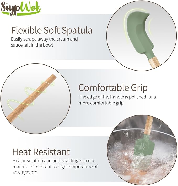 Silicone Spatula Set, Food Grade Rubber Spatula-4 Piece Nonstick Rubber Spatulas - Image 5
