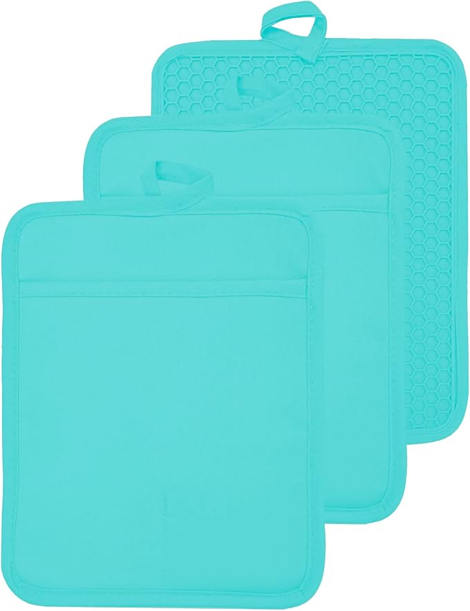 Oven Pot Holder with Pocket Cotton Heat Resistant Coaster Potholder Kitchen Hot by VEIKERY