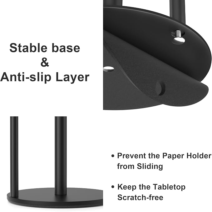 Paper Towel Holder Black, Premium Stainless Steel Kitchen Roll Dispenser - Image 4