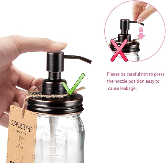 Amolliar Mason Jar Liquid Soap Dispenser, 16 OZ Lotion Glass Dispenser - Image 6