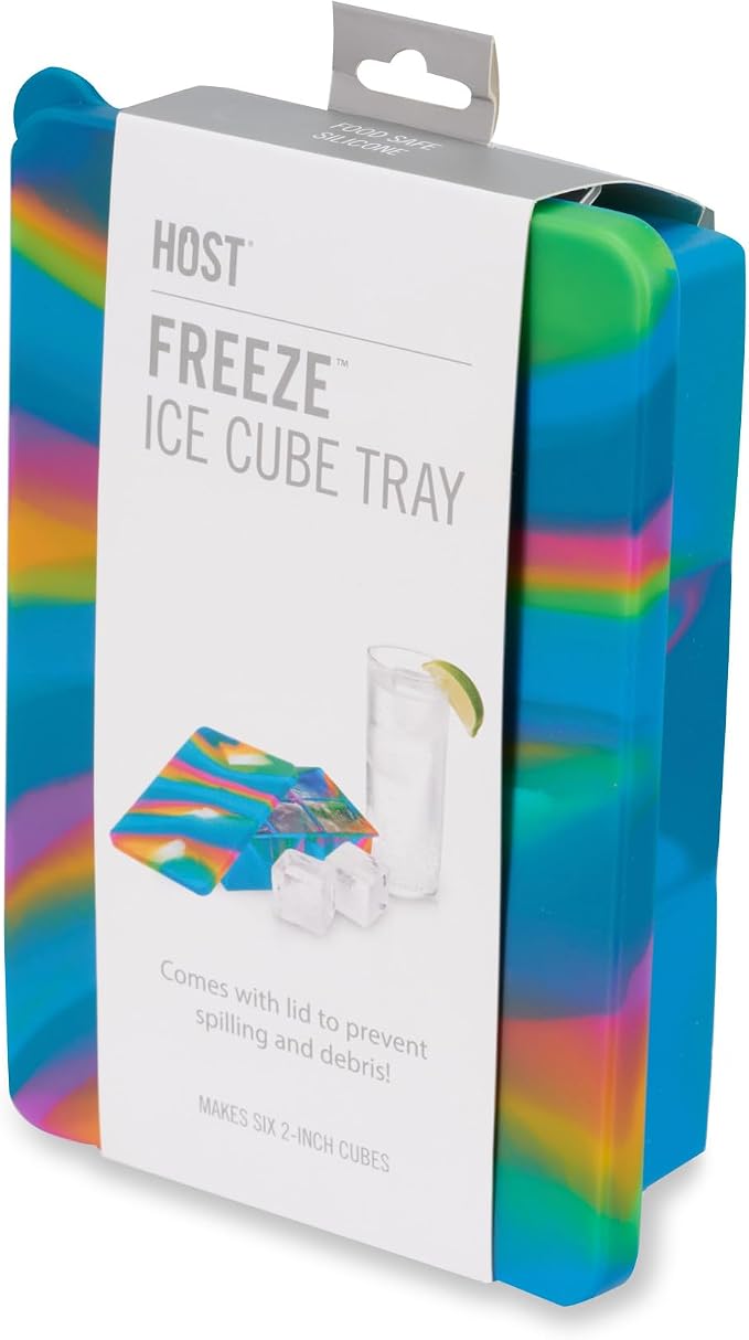 Host Ice Cube Tray with Lid, Makes 6 Large 2" Cubes, Durable Silicone Trays - Image 9