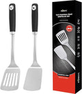 2 Pcs Stainless Steel Spatulas Set, 14.9 Silver Slotted Turner, Solid Turner by Unknown
