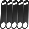 WEGAZ-5 Pack 7inch Black Stainless Steel Flat Beer Bottle Opener, Stainless by WEGAZ