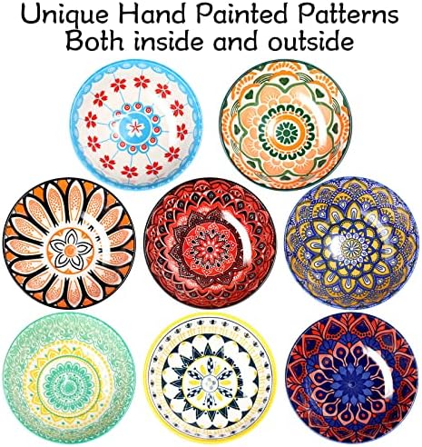 Censen 8 Pcs Colorful Ceramic Bowl Set, 10 Oz, 4.75" Cereal Bowls