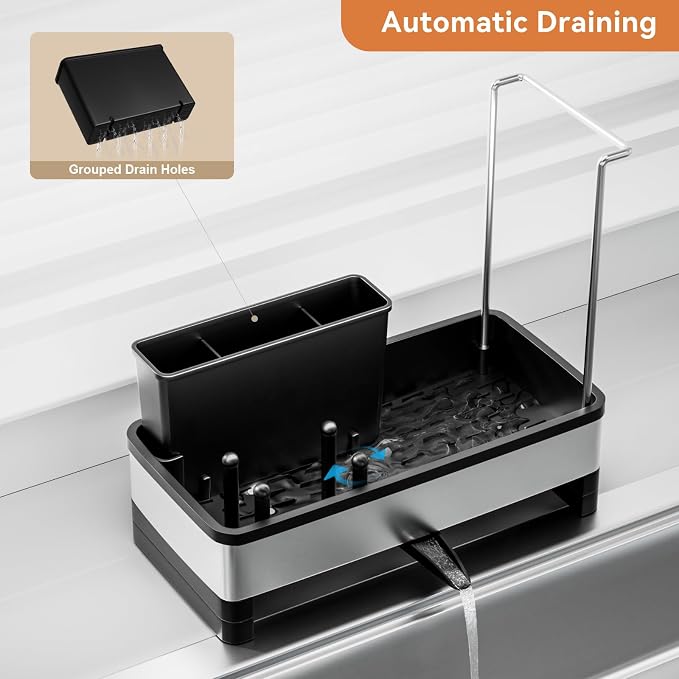 Laveshop Sponge Holder for Kitchen Sink, Rustproof Stainless Steel Sink Caddy - Image 3