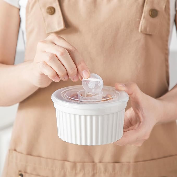 vancasso 10 oz Ramekins with Lid, Porcelain Creme Brulee Souffle Dishes - Image 7