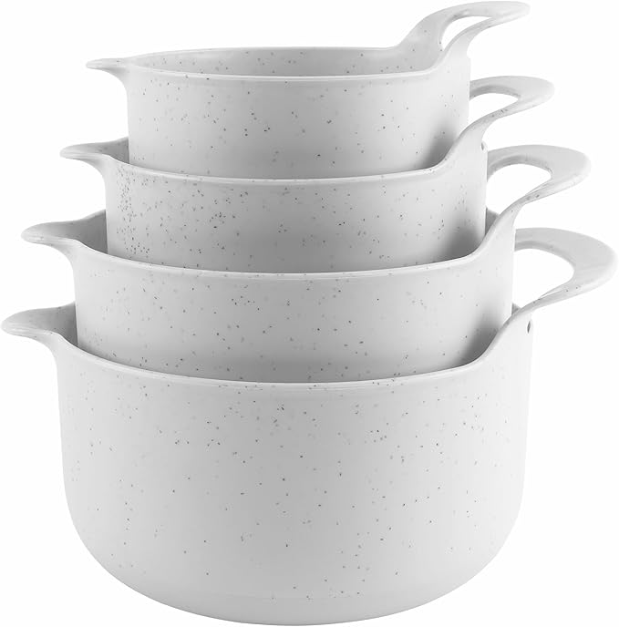 COOK WITH COLOR Nesting Plastic Mixing Bowl Set with Pour Spouts and Handles by CookwithColor