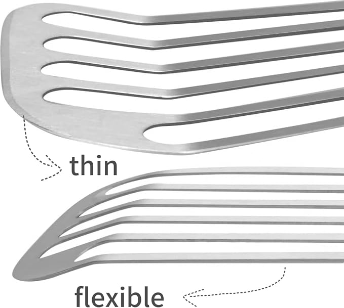 KSENDALO Thin Fish Spatula Stainless Steel -Flexible Slotted Egg Flipper - Image 5