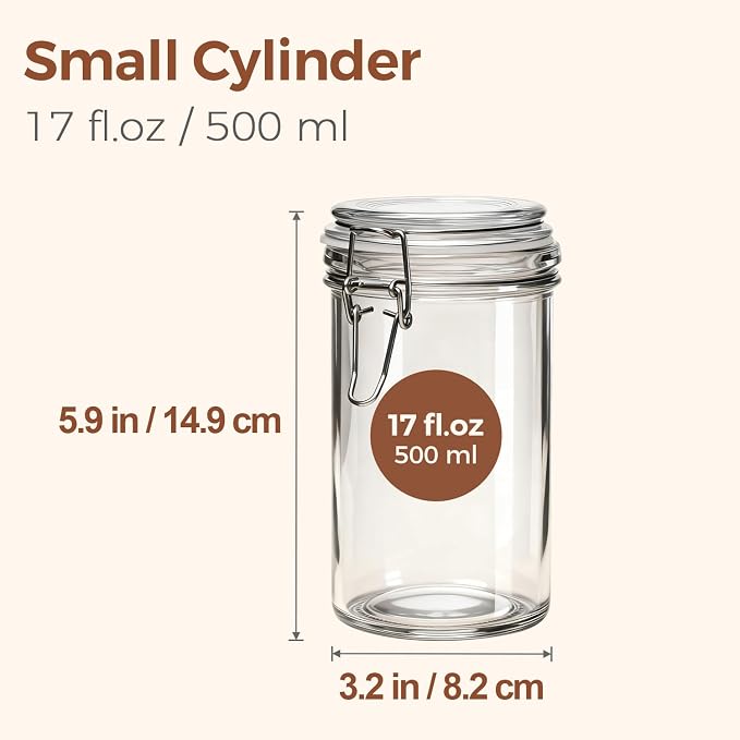 ComSaf 16oz Pint Jars with Airtight Lids, Cylindrical Glass Canisters - Image 2