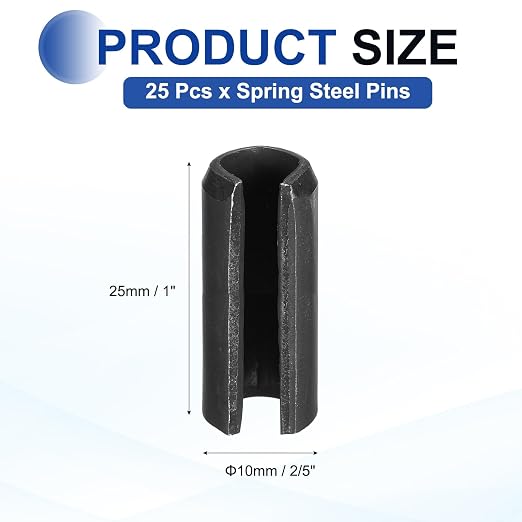 MECCANIXITY 25Pcs Slotted Split Roll Pins 2/5 Inch Dia. 1 Inch Length 65Mn - Image 2
