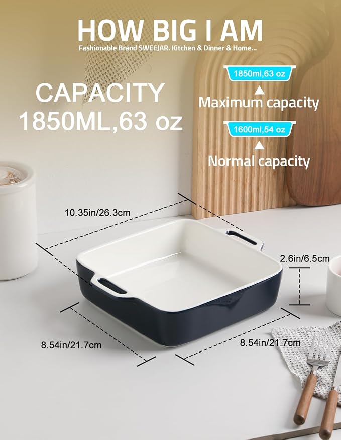 Sweejar 8x8 Baking Pan, Ceramic Casserole Dishes - Image 5