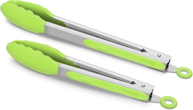 2 Pack Silicone Kitchen Tongs – 9" & 12" Set, Heat Resistant up to 500°F by ALLWIN-HOUSEWARE