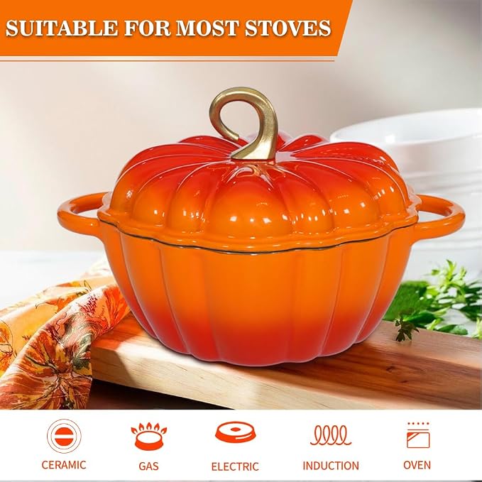 Pumpkin Enameled Cast Iron Dutch Oven - Image 7