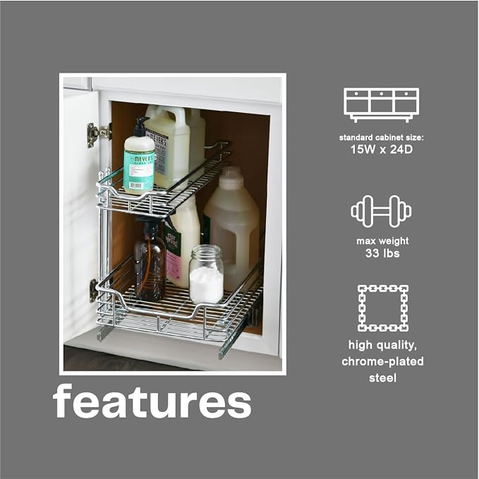 Household Essentials Glidez Multipurpose Chrome-Plated Steel Pull-Out/Slide-Out - Image 5