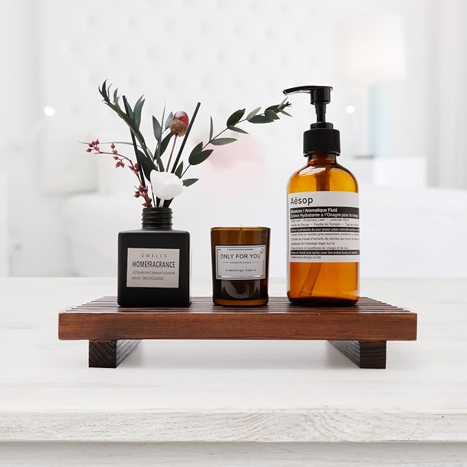 Farmhouse Bathroom Counter Organizer Wooden Display Pedesta Stand Small Kitchen - Image 3