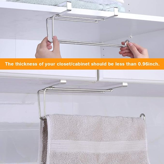 Paper Towel Hanger Holder Stainless Steel Kitchen Roll Paper Towel Holder - Image 5