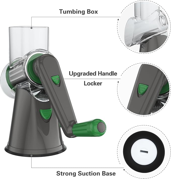 Cambom Rotary Cheese Grater Hand Crank Cheese Shredder - Image 6