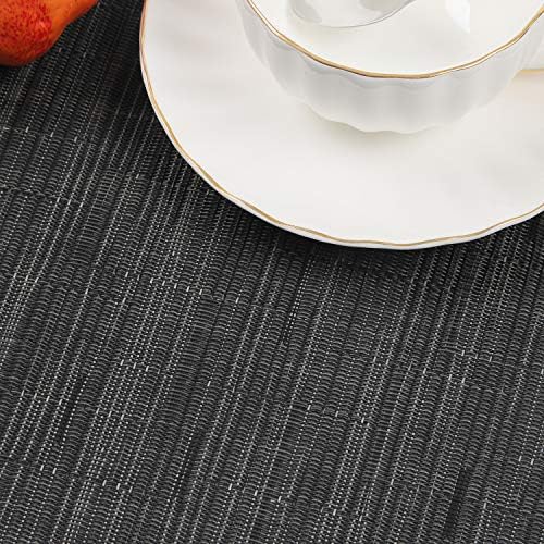 SHACOS Small Round Table Placemats Set of 5 Woven Vinyl Wedge