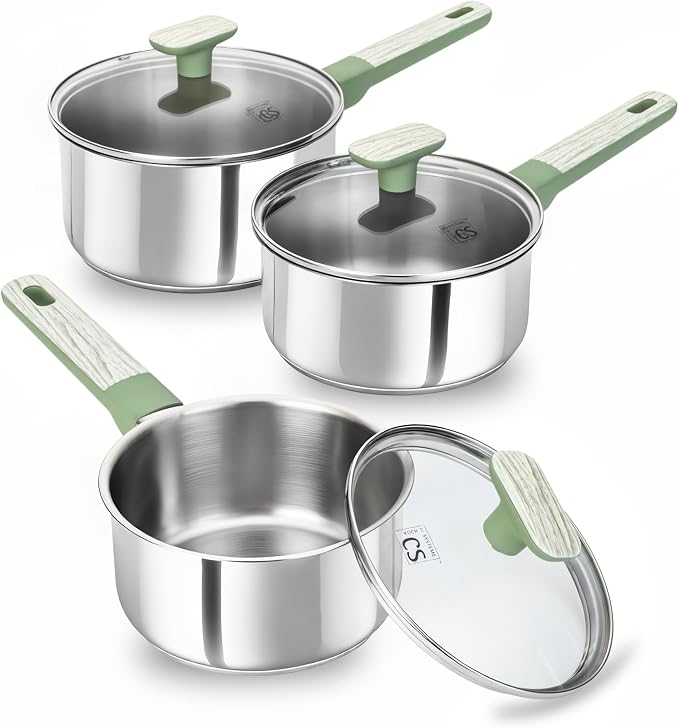KOCH SYSTEME CS Stainless Steel Sauce Pan Set, 1.5QT & 2QT & 3QT Stainless by KOCHSYSTEMECS