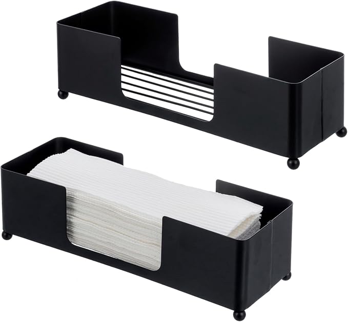 MyGift Modern Matte Black Metal Tabletop Folded Paper Hand Towel Holder by MyGiftHome