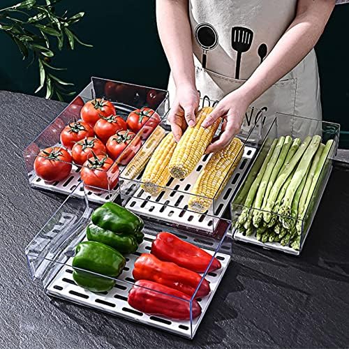 Fridge Storage Containers with Adjustable Vents and Draining Plate