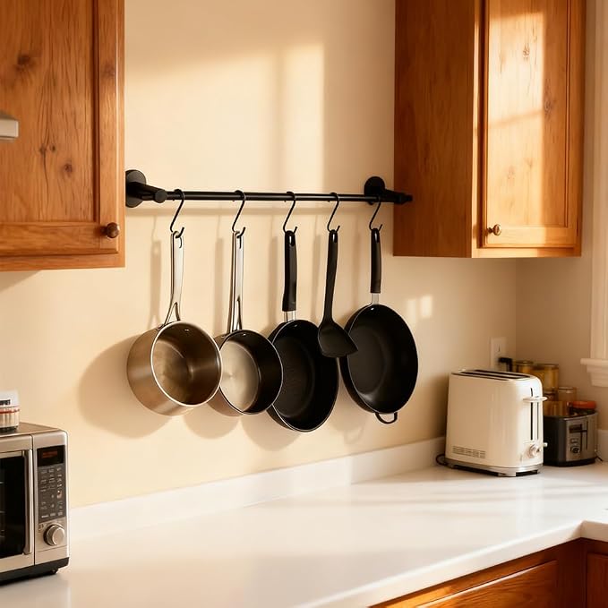 NEWRAIN Pot Rack Wall Mounted, 21 inch Hanging Pot and Pan Hanger, Stainless - Image 2