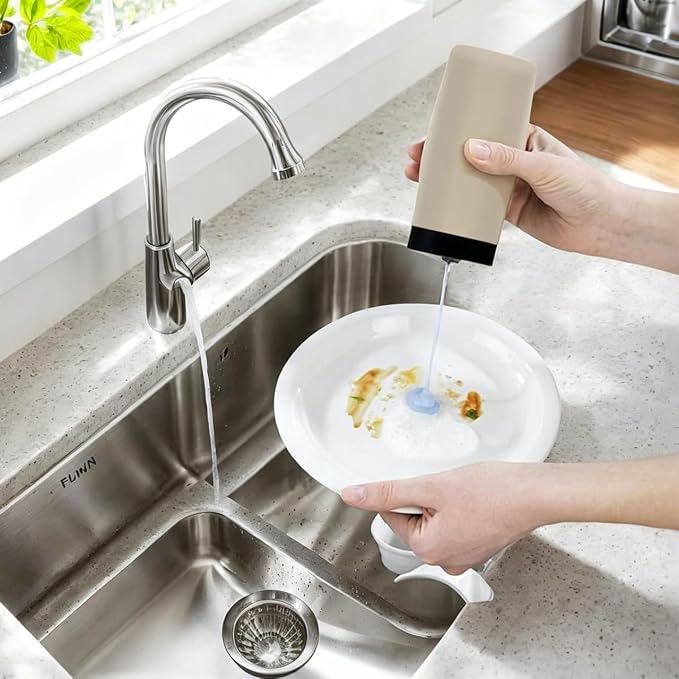 Silicone Dish Soap Dispenser, 8 Oz Refillable Squeeze Bottle, Leakproof - Image 2