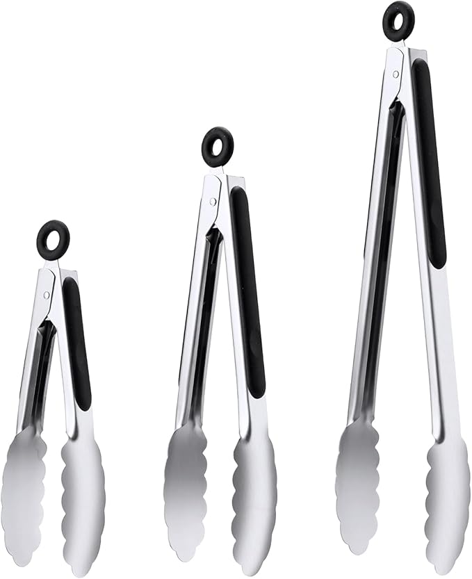 Stainless Steel Tongs Set, Food Grade Stainless Steel Kitchen Tongs, Heat by DAILYKISN