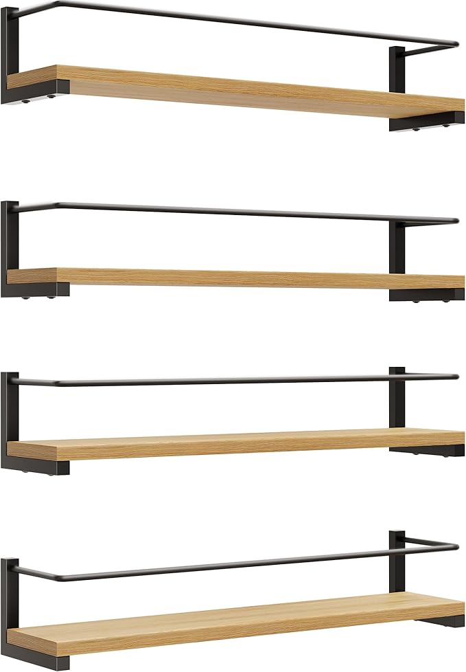 OROPY Spice Rack Wall Mounted, Rustic Wood Hanging Rack by OROPY
