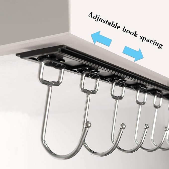 Cociat 2pcs Utensil Racks with 6 Hooks 11 Inch Mug Holder Under Cabinet Kitchen - Image 4