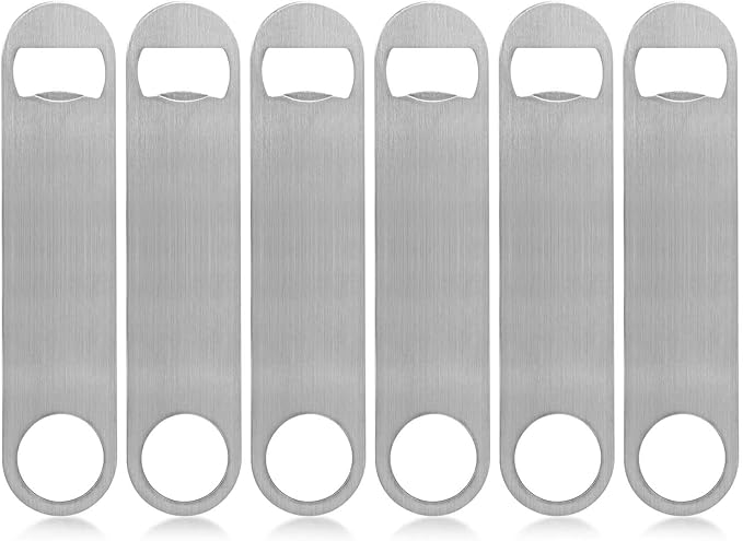 KISEER Heavy Duty Stainless Steel Flat Bottle Opener, 6 Pack Beer Bottle Opener by KISEER