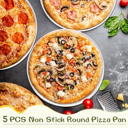 Nuogo 5 Pcs 16 Inch Aluminum Mesh Pizza Screens with Holes, Round
