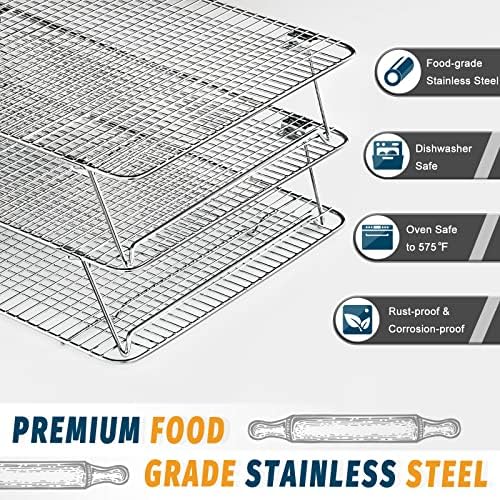 HIWARE Oven-Salf Collapsible Cooling Rack for Baking, 3 Tier 12”x
