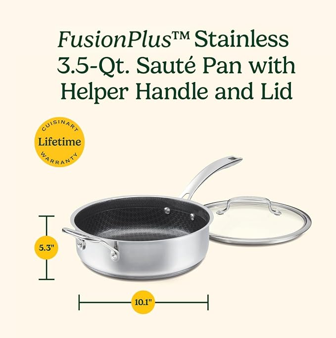 Cuisinart FusionPlus Hybrid Stainless Steel Cookware, 3.5-Quart Sauté Pan - Image 8