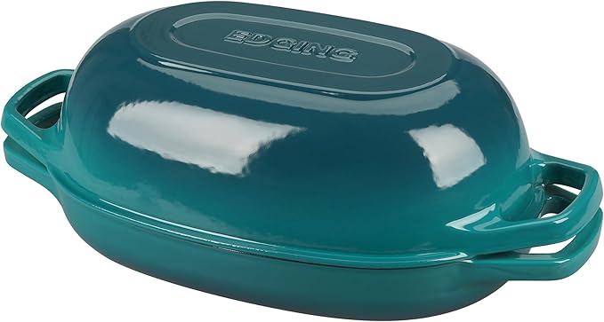 EDGING CASTING Enameled Cast Iron Oval Dutch Oven Pot by EDGINGCOOKWARE