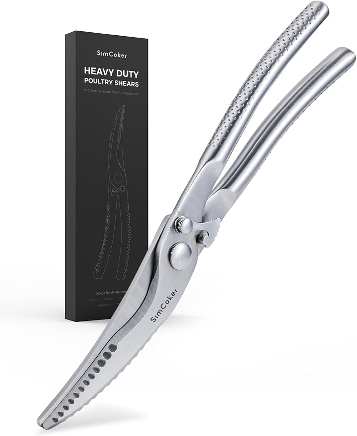 Full Steel Poultry Shears Heavy Duty, Professional Bone Cutting Scissors by SimCoker