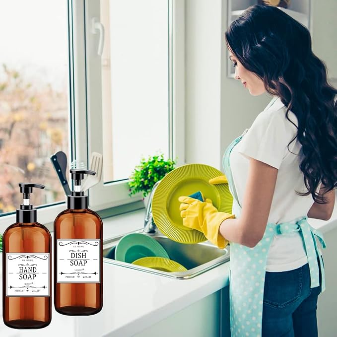Soap Dispenser with Rust Proof Pump, Waterproof Labels Bathroom, Plastic Hand - Image 3