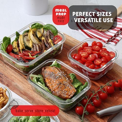 EATEX 16pc Glass Storage Containers with Lids