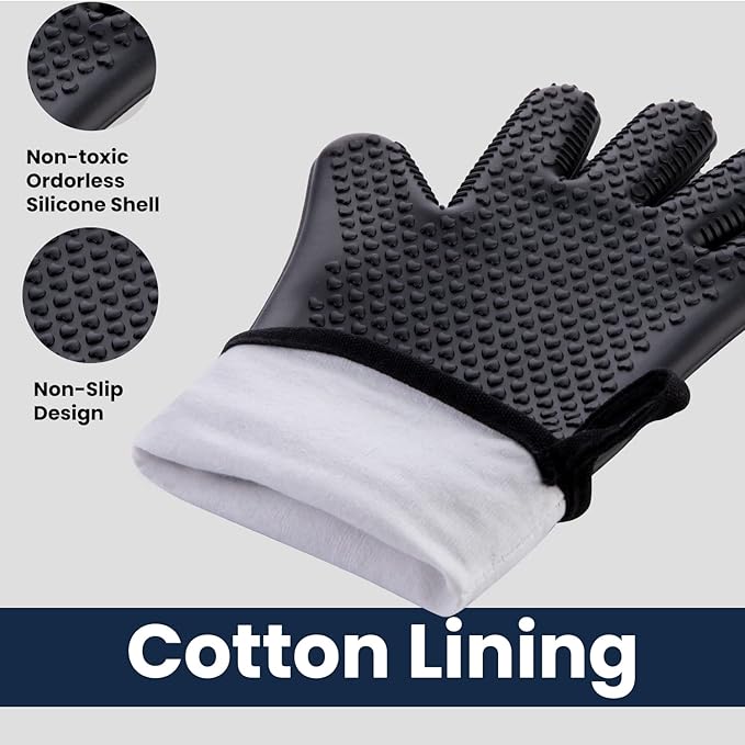 GEEKHOM BBQ Gloves X-Large, Heat Resistant Kitchen Silicone Oven Mitts - Image 6