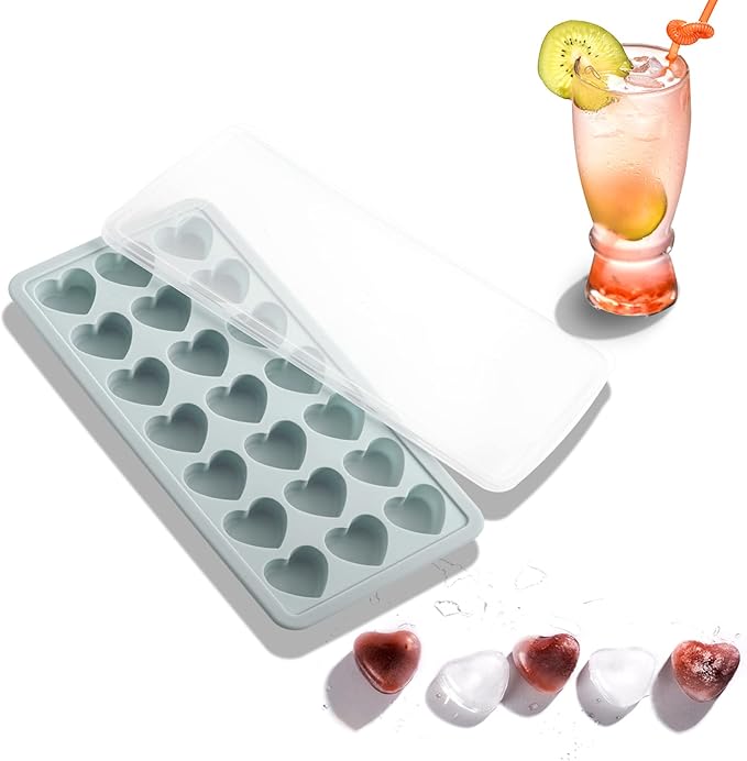 Heart Shape Ice Cube Tray, 21 Holes Silicone Ice Cube Mold by TFQXA1Z