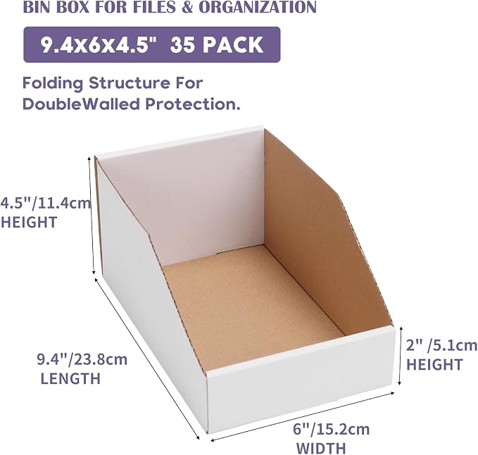 EXYGLO Cardboard Storage Bins 35 Pack, 9.4x6x4.5 Inch Cardboard Boxes, - Image 2