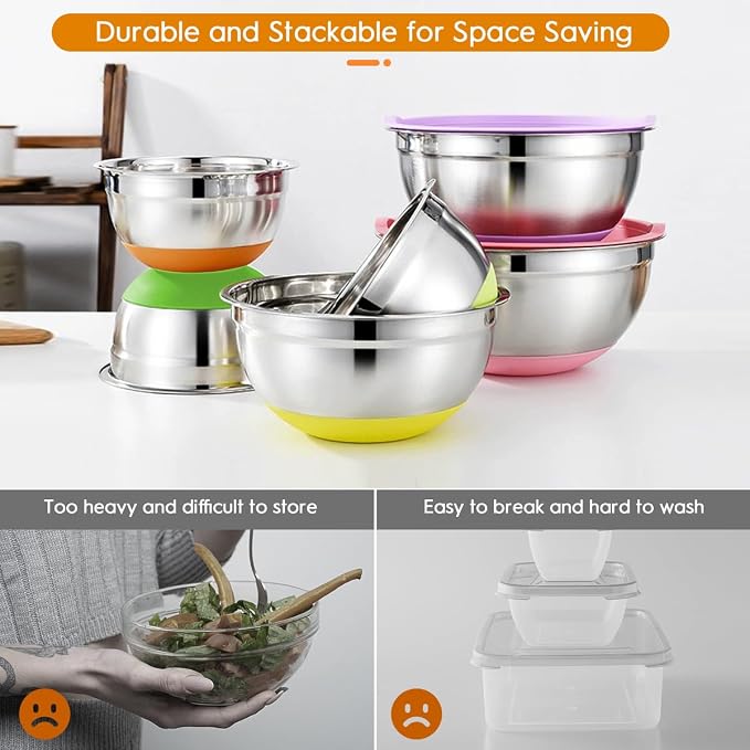 CHAREADA Mixing Bowls with Airtight Lids, Size 4.5, 0.7 qt, Fit - Image 9