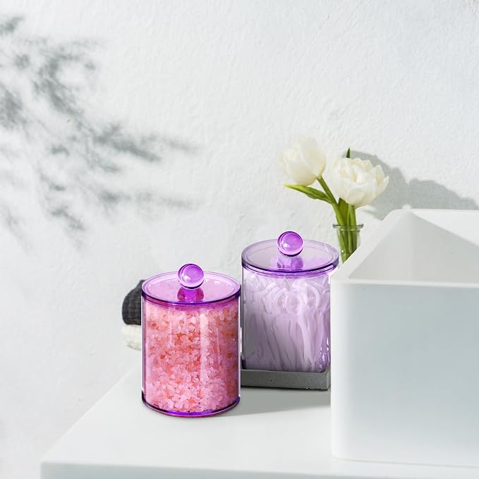 XIPENGKEJI 4 Pack Qtip Holder, Canister Apothecary Jar Set, Bathroom Jars - Image 6