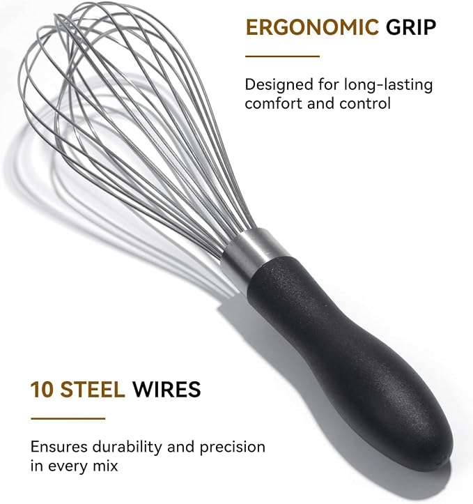 Anyongora 10 Inch Whisk, Sturdy Stainless Steel Wire Whisk - Image 5