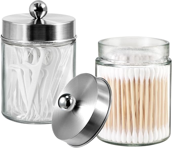 3PC Apothecary Jar Canisters Bathroom Vanity Organizer - Image 2