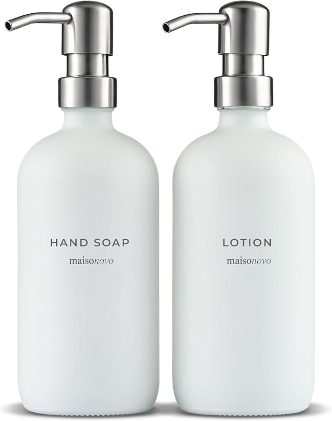 MaisoNovo Soap Dispenser 2-Piece Set | 16.9oz White Bottles by MaisoNovo-TheArtofSustainableLiving