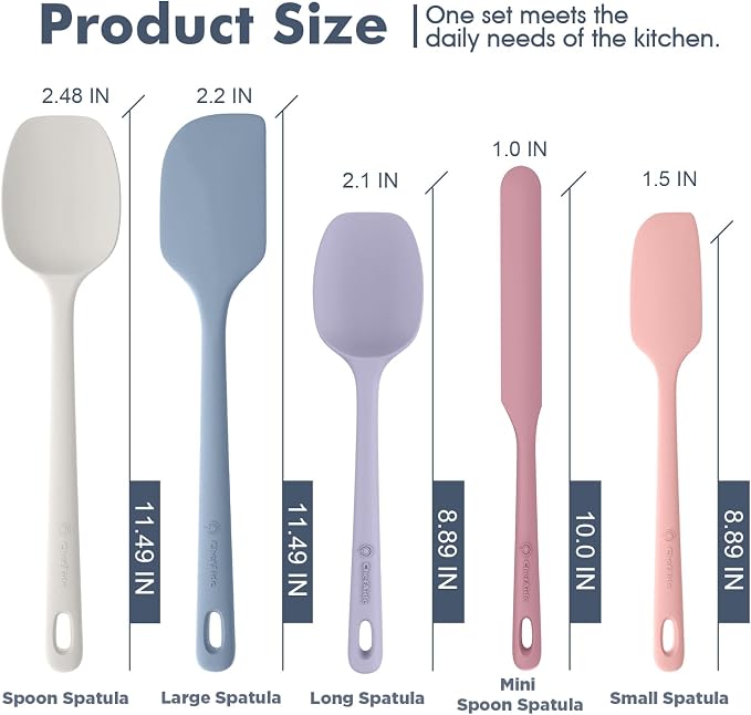 ChefAide 5 Pieces Silicone Spatula Set, Food Grade Rubber Spatula, Upgrade - Image 2