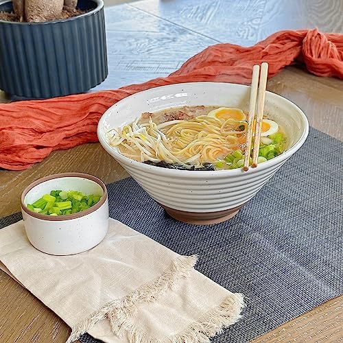 MORA Ceramic Ramen Bowl Set of 2, 45oz - Great for Pho, Miso Udon