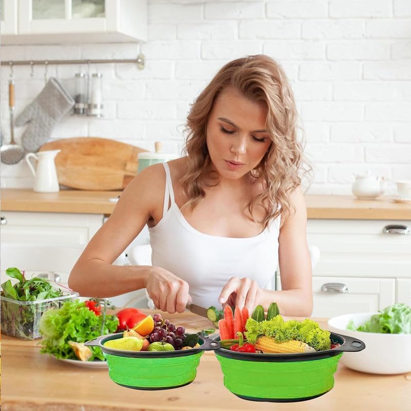 Collapsible Colander Set of 3 Round Silicone Kitchen Strainer Set