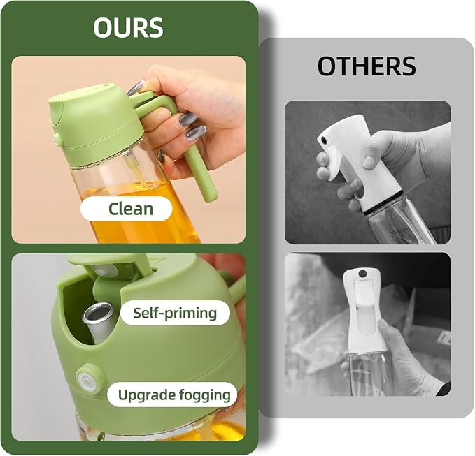 Aovdy Oil Sprayer for Cooking 16oz, 2 in 1 Olive Oil Dispenser and Oil Sprayer - Image 8